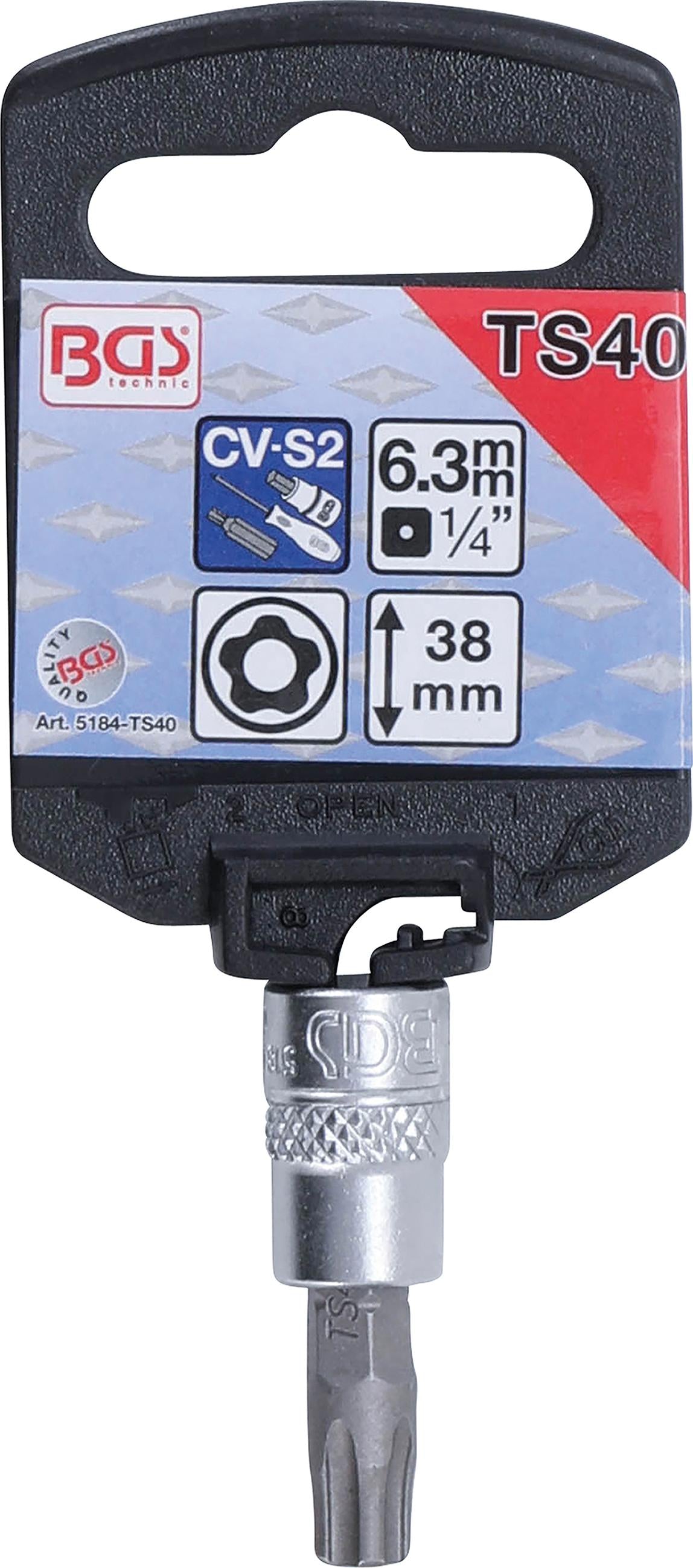 BIT SOCKET | 6.3 MM (1/4") DRIVE | T-STAR TAMPERPROOF (FOR TORX) TS40 (5184-TS40)