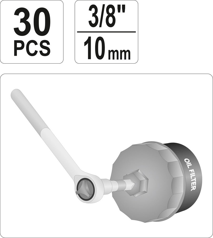 CUP TAP OIL FILTER WRENCH SET 30PCS (YT-0596)