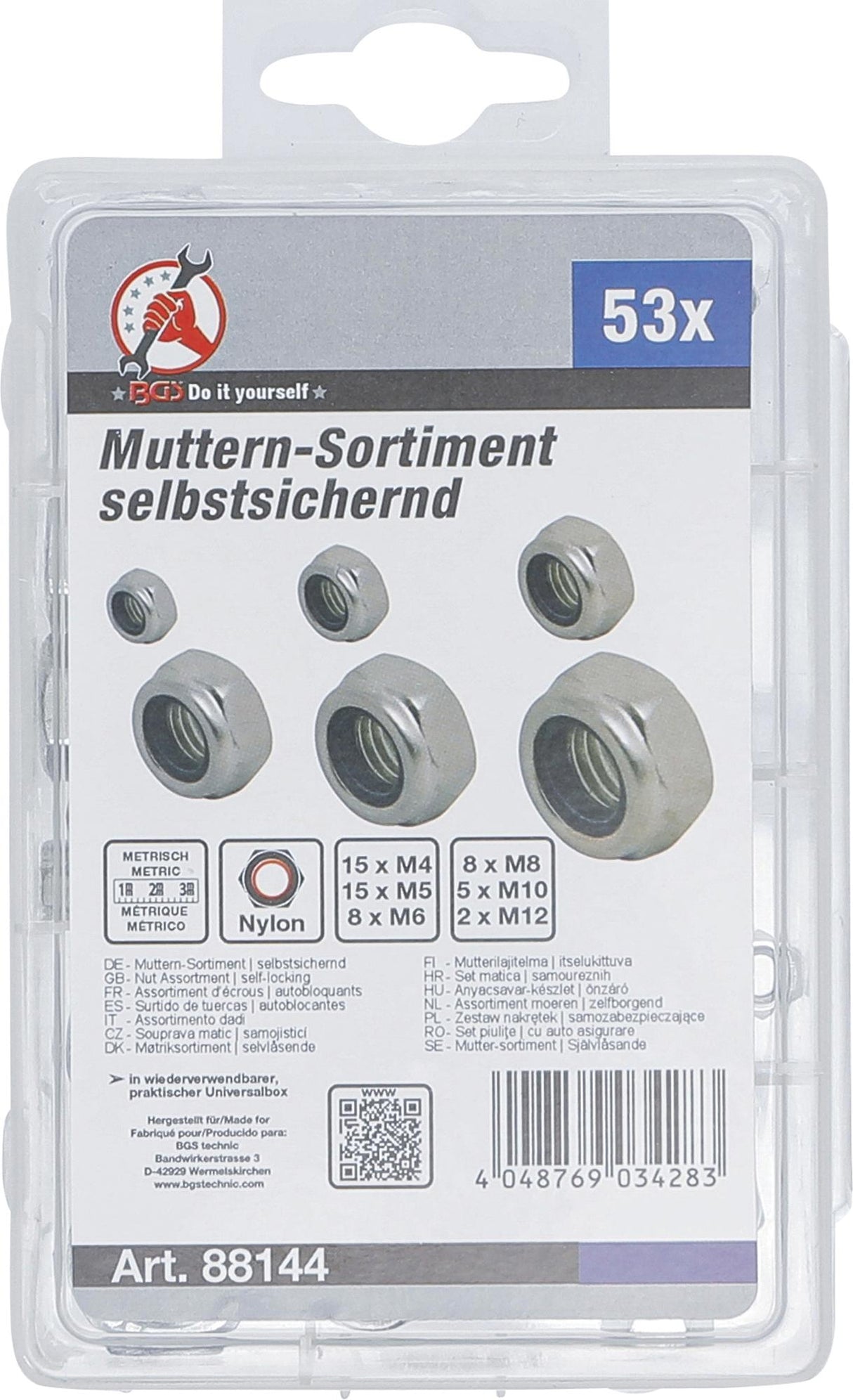NUT ASSORTMENT | SELF-LOCKING | METRIC | M4 - M12 | 53 PCS. (88144)