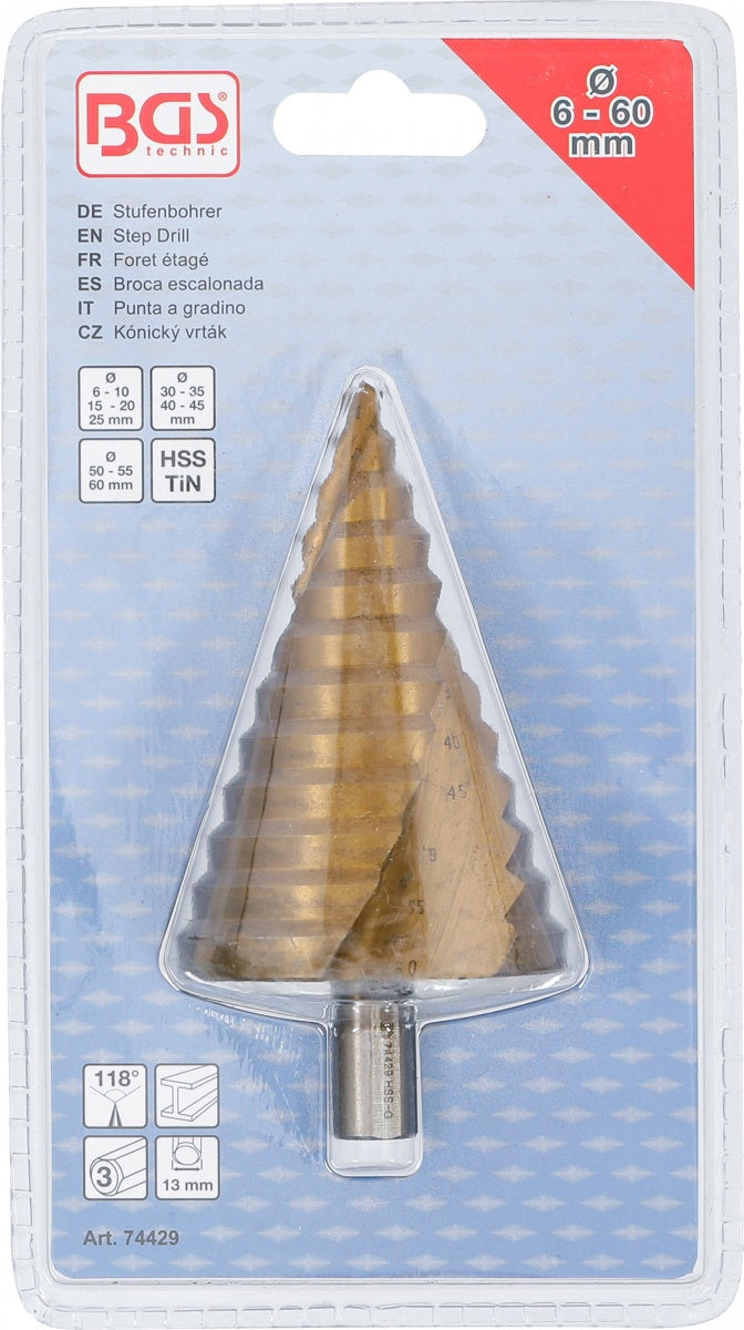 STEP DRILL | TITANIUM-NITRIDED | Ø 6 - 60 MM (74429)