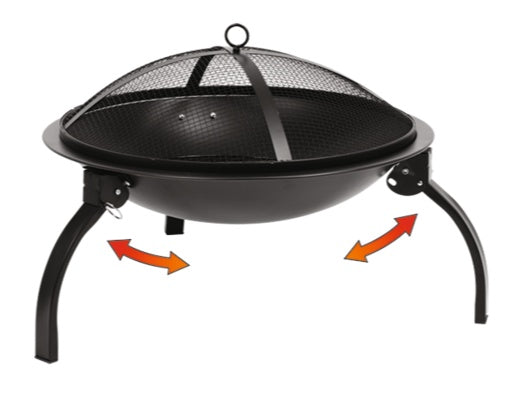 STEEL FIRE PIT WITH FOLDING LEGS 56X39CM (99912)