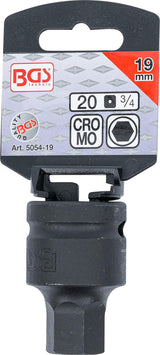 IMPACT BIT SOCKET | LENGTH 55 MM | 20 MM (3/4") DRIVE | INTERNAL HEXAGON 19 MM (5054-19)