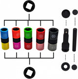 LONG IMPACT SOCKET SET | DOUBLE-SIDED / + HALF SIZES | 7 PCS. (SK7209)