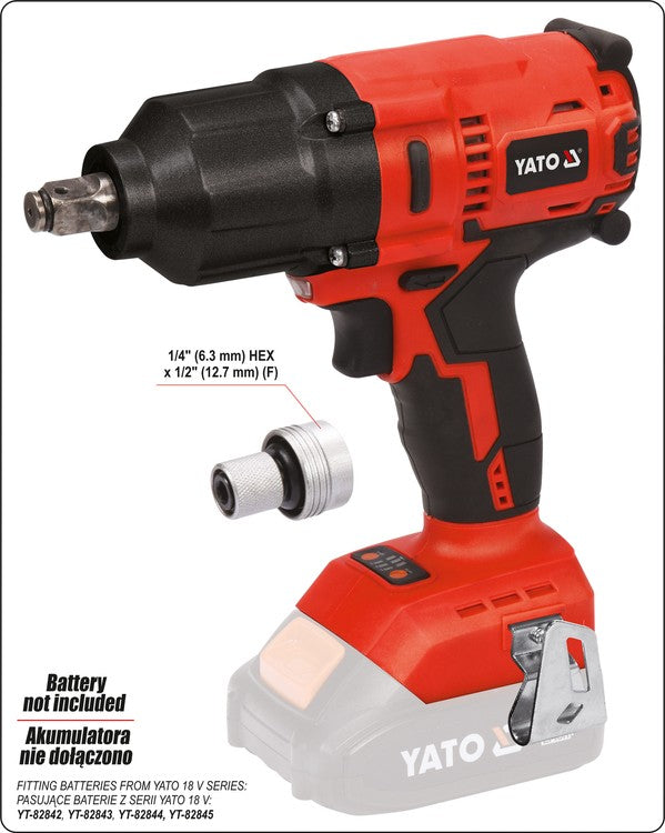 IMPACT WRENCH 18V 1/2'' 700NM - BODY (YT-828061)