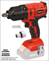 IMPACT WRENCH 18V 1/2'' 700NM - BODY (YT-828061)