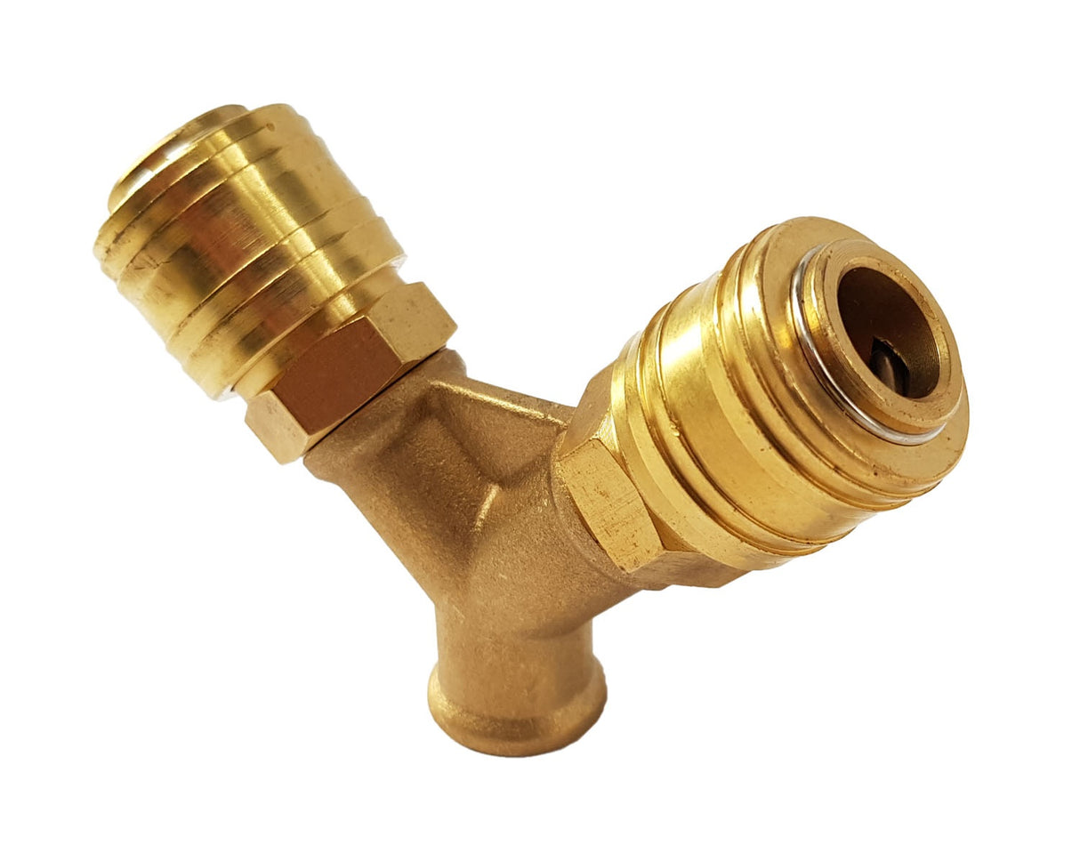 BRASS AIR CONNECTOR Y-TYPE | 1/4" FEMALE THREAD (LF-12)
