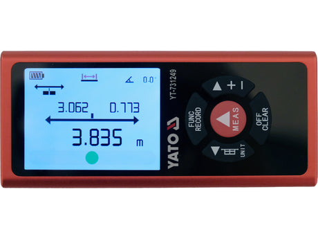 Kaksipuolinen lasermittari | 0,05–120 m | värikas TFT-näyttö | USB-C (YT-731249)