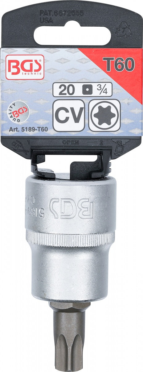 BIT SOCKET | 20 MM (3/4") DRIVE | T-STAR (FOR TORX) T60 (5189-T60)