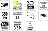 WORK LAMP RECHARGEABLE | 3W COB, 350LM + 100LM (YT-08560)
