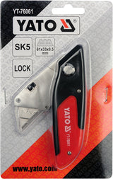 UTILITY KNIFE WITH TRAPEZOIDAL BLADES, RUBBERIZED (YT-76061)