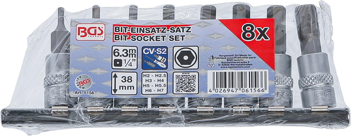 BIT SOCKET SET | 6.3 MM (1/4") DRIVE | INTERNAL HEXAGON TAMPERPROOF 2 - 7 MM | 8 PCS. (5156)