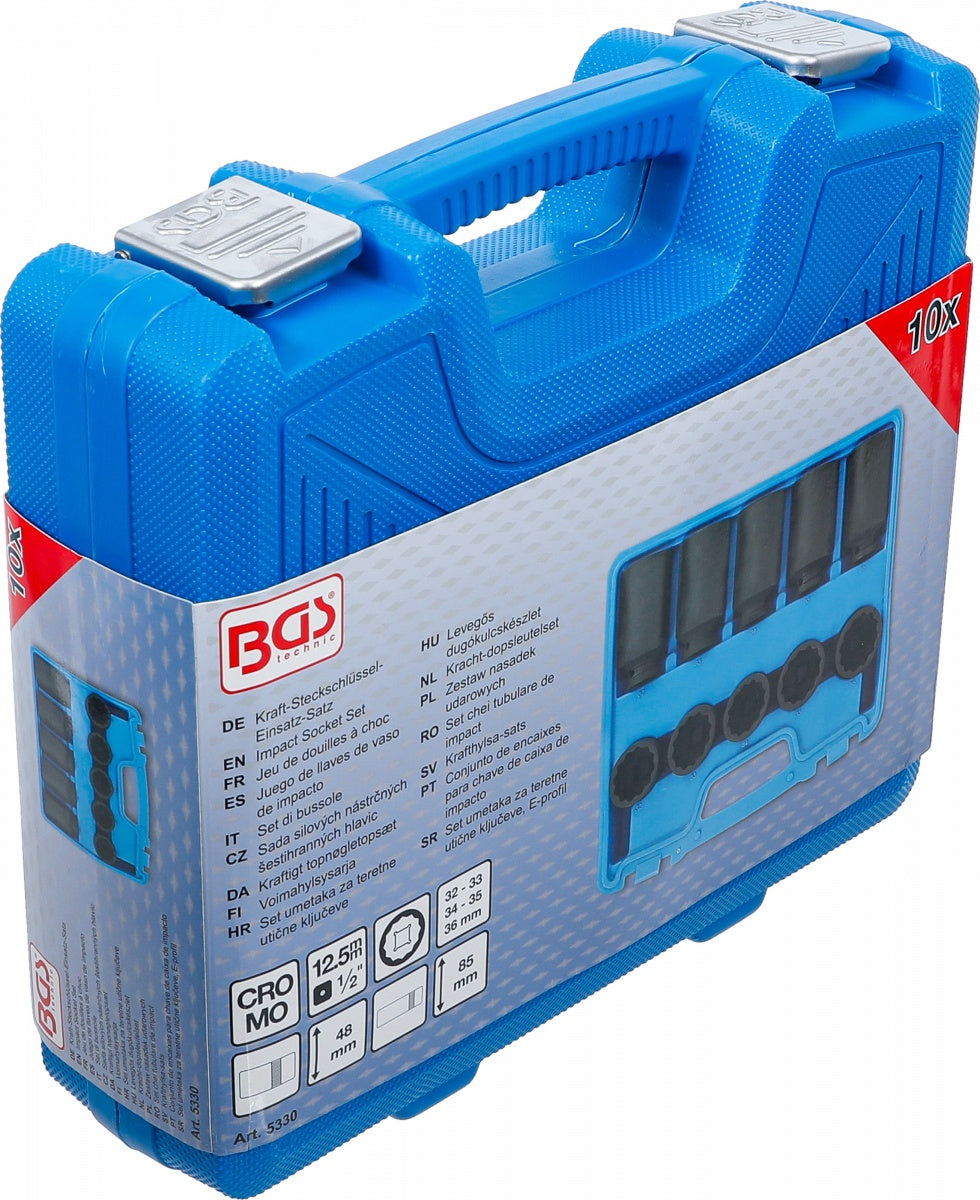 IMPACT SOCKET SET | 12-POINT | 12.5 MM (1/2") DRIVE | 32 - 36 MM | 10 PCS. (5330)