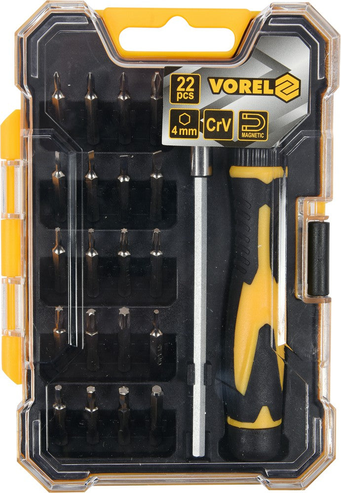 PRECISION BIT SET WITH EXTENSION BAR AND RATCHET HANDLE | 22 PCS. (64402)