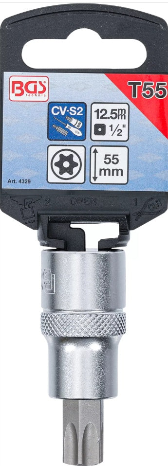 BIT SOCKET | 12.5 MM (1/2") DRIVE | T-STAR TAMPERPROOF (FOR TORX) T55 (4329)