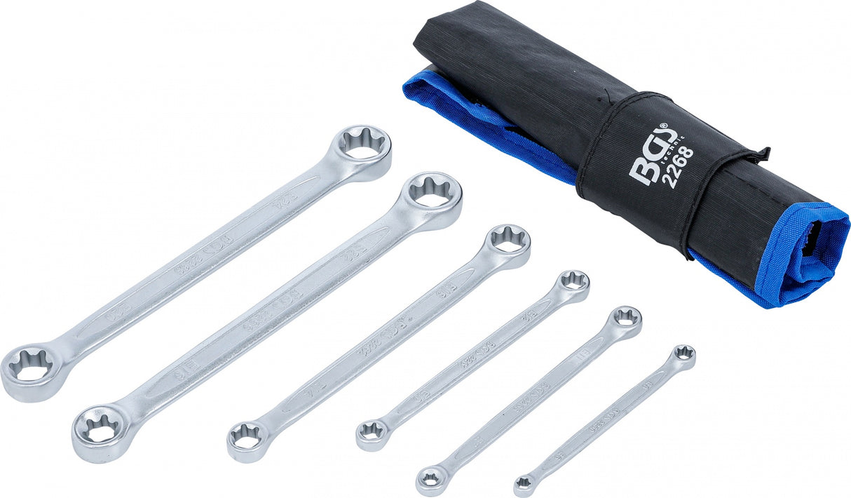 DOUBLE RING SPANNER SET WITH E-TYPE RING HEADS | E6 X E8 - E20 X E24 | 6 PCS. (2268)