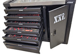 TOOL CABINET ON WHEELS XXL | METAL WORKTOP | WITH TOOLS | 7 DRAWERS / 1 DOOR (H7008)