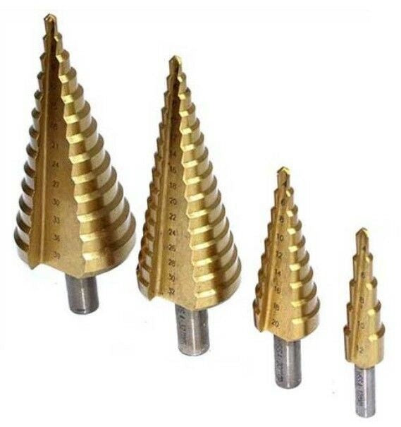 STEP DRILL BITS FOR HOLE ENLARGEMENT | 4-12, 4-20, 4-32, 4-39 MM | 4 PCS. (EB-4346)