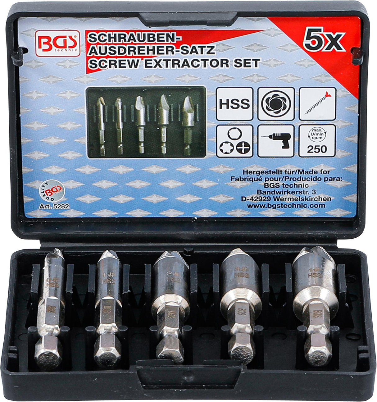 SCREW EXTRACTOR SET | 5 PCS. (5282)