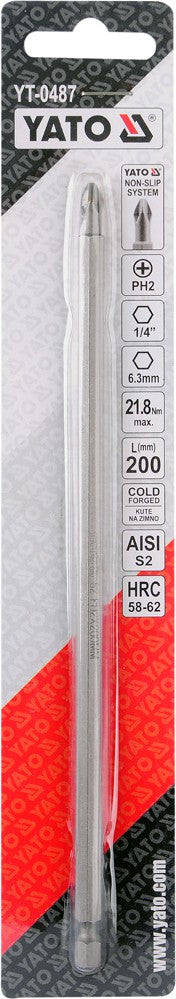 SCREWDRIVER BIT  PH2X200MM S2 (YT-0487)
