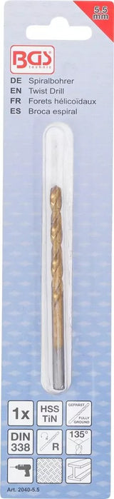 TWIST DRILL | HSS-G | TITANIUM-NITRATED | 5.5 MM (2040-5.5)