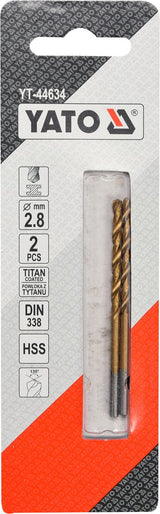 TWIST DRILL BIT HSS-TIN 2,8 MM - 2 PCS (YT-44634)
