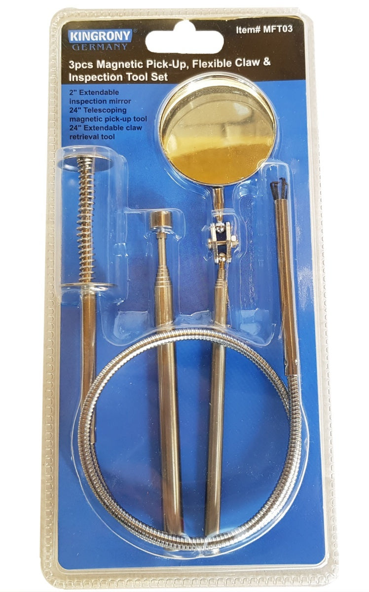 MAGNETIC LIFTER | FLEXIBLE GRABBER | TELESCOPIC MIRROR SET | 3 PCS. (MFT03)