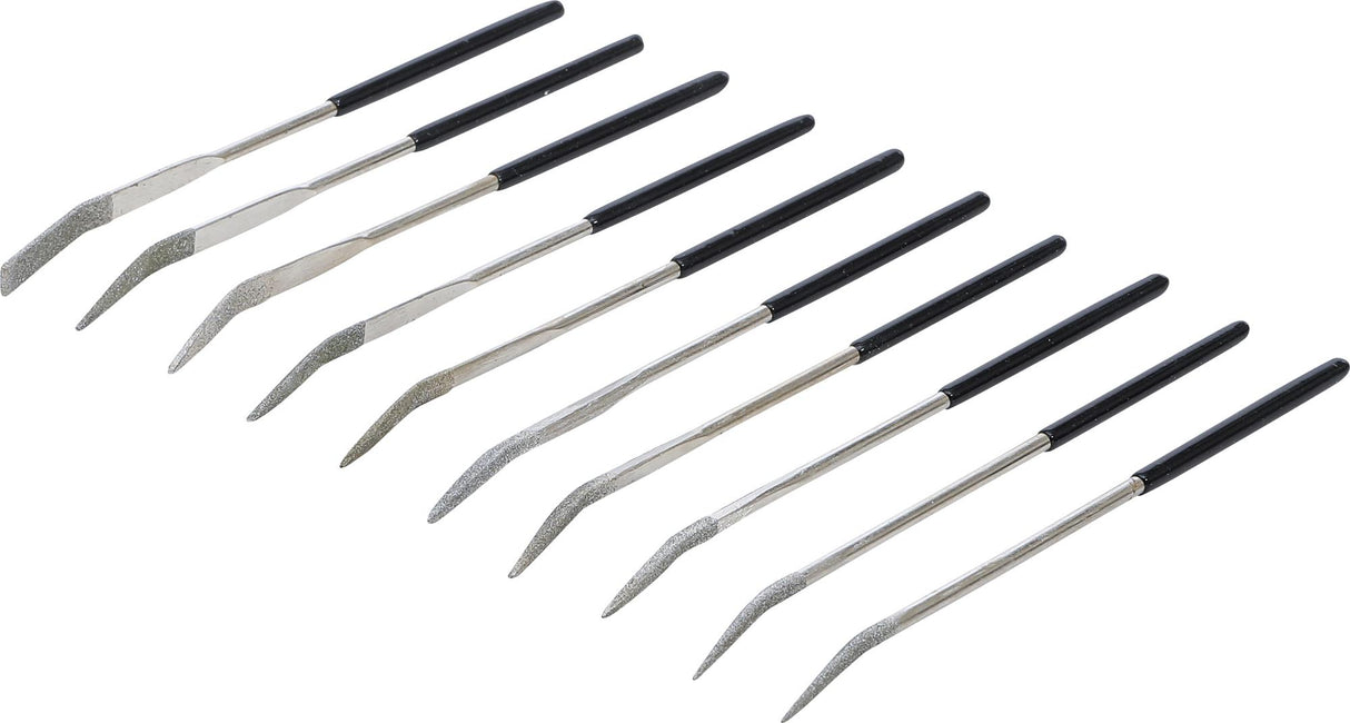 DIAMOND HOLE FILE SET | BENT | 140 X 3 MM | 10 PCS. (1921)