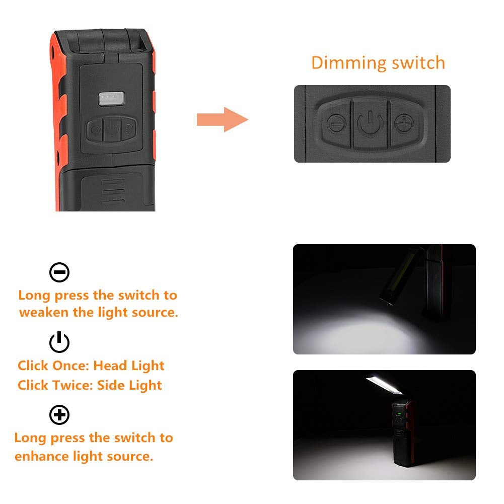 WORK LAMP RECHARGEABLE | 2X3W LED | 200LM + 5W COB LED | 400LM (CWL5R)
