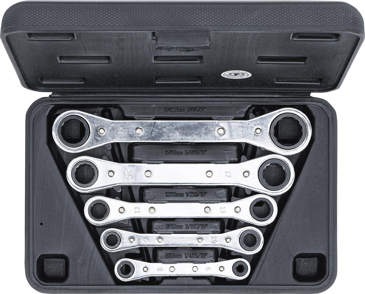 DOUBLE ENDED RATCHET WRENCH SET, STRAIGHT, REVERSIBLE | 6 X 8-19 X 22 MM | 5 PCS. (1450)