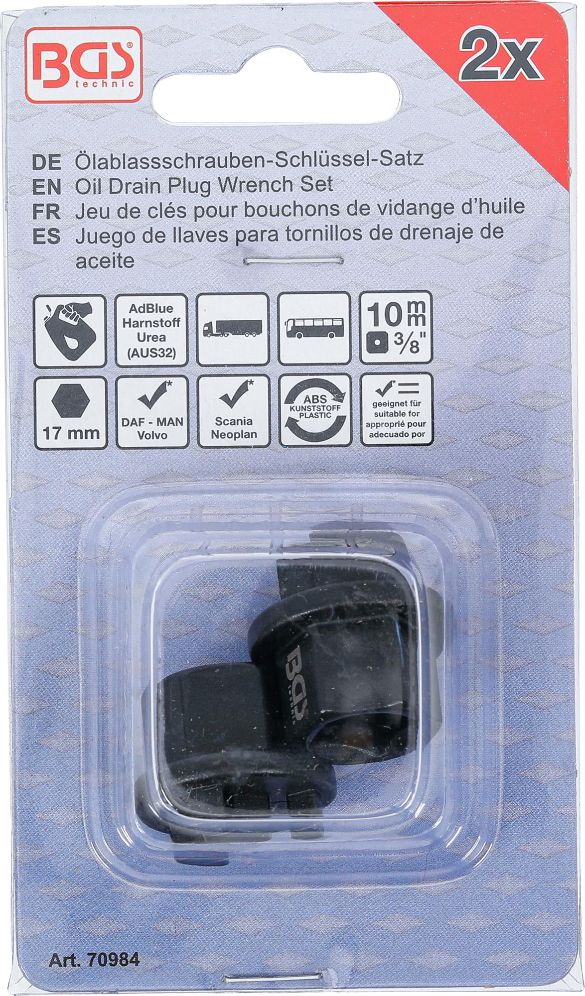 OIL DRAIN PLUG WRENCH SET | FOR DAF, MAN, VOLVO, SCANIA, NEOPLAN | 2 PCS. (70984)
