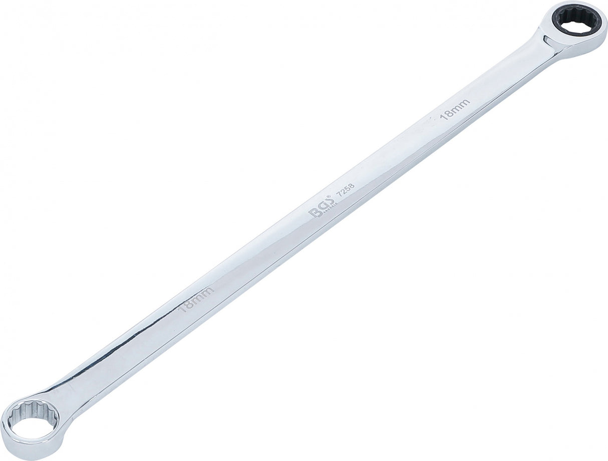 RATCHET RING WRENCH AND RING SPANNER | EXTRA LONG | 18 MM (7258)