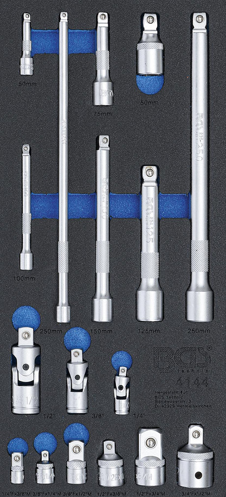 TOOL TRAY 1/3: EXTENSION BAR, ADAPTOR AND JOINT SET | 17 PCS. (4144)