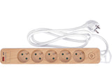 POWER CORD/EXTENSION CORD WITH GROUNDING (WOOD IMITATION) | 5 SOCKETS + USB | 1.0 MM2 | 1.4 M (72344)