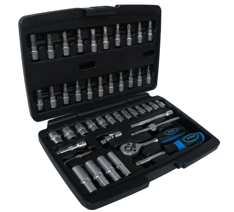 SOCKET SET WITH RATCHET 1/4", 48 PCS. (KR141048)