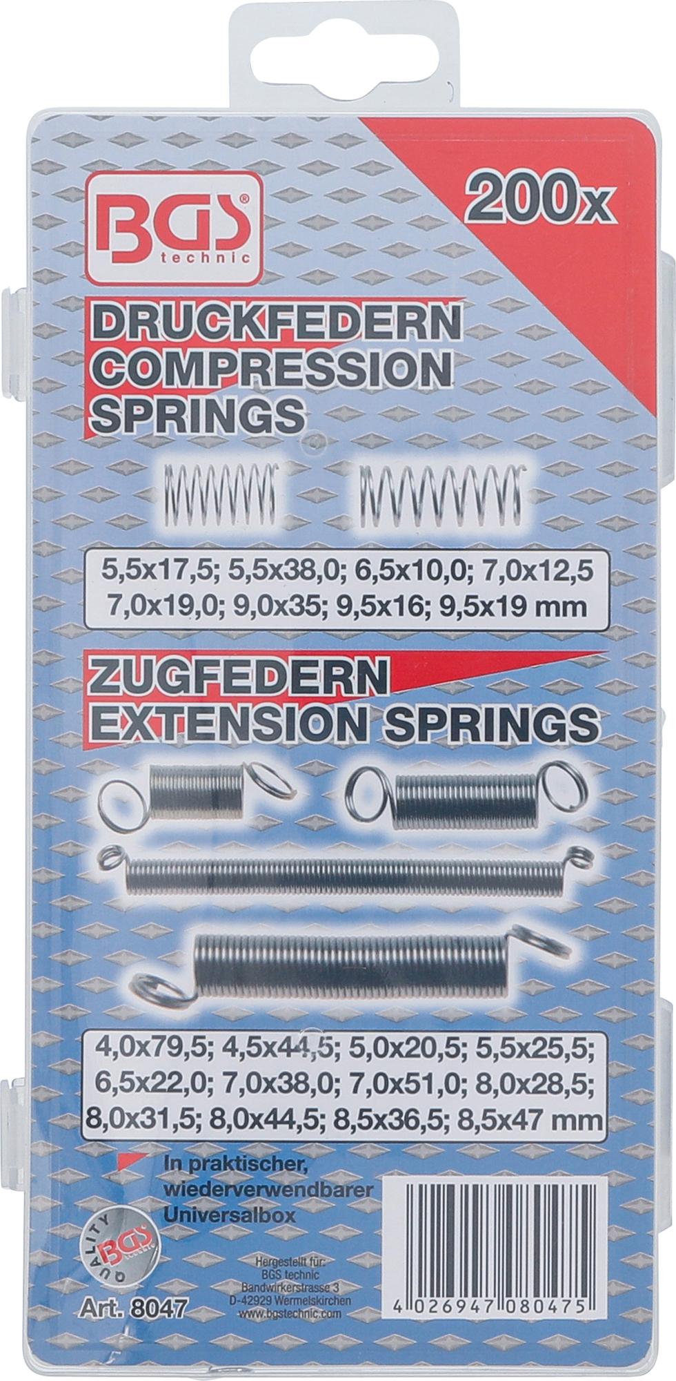 SPRING ASSORTMENT | COMPRESSION AND EXTENSION SPRING | 200 PCS. (8047)