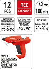 12 PCS SET GLUE STICKS 7,2X100MM RED (YT-82442)
