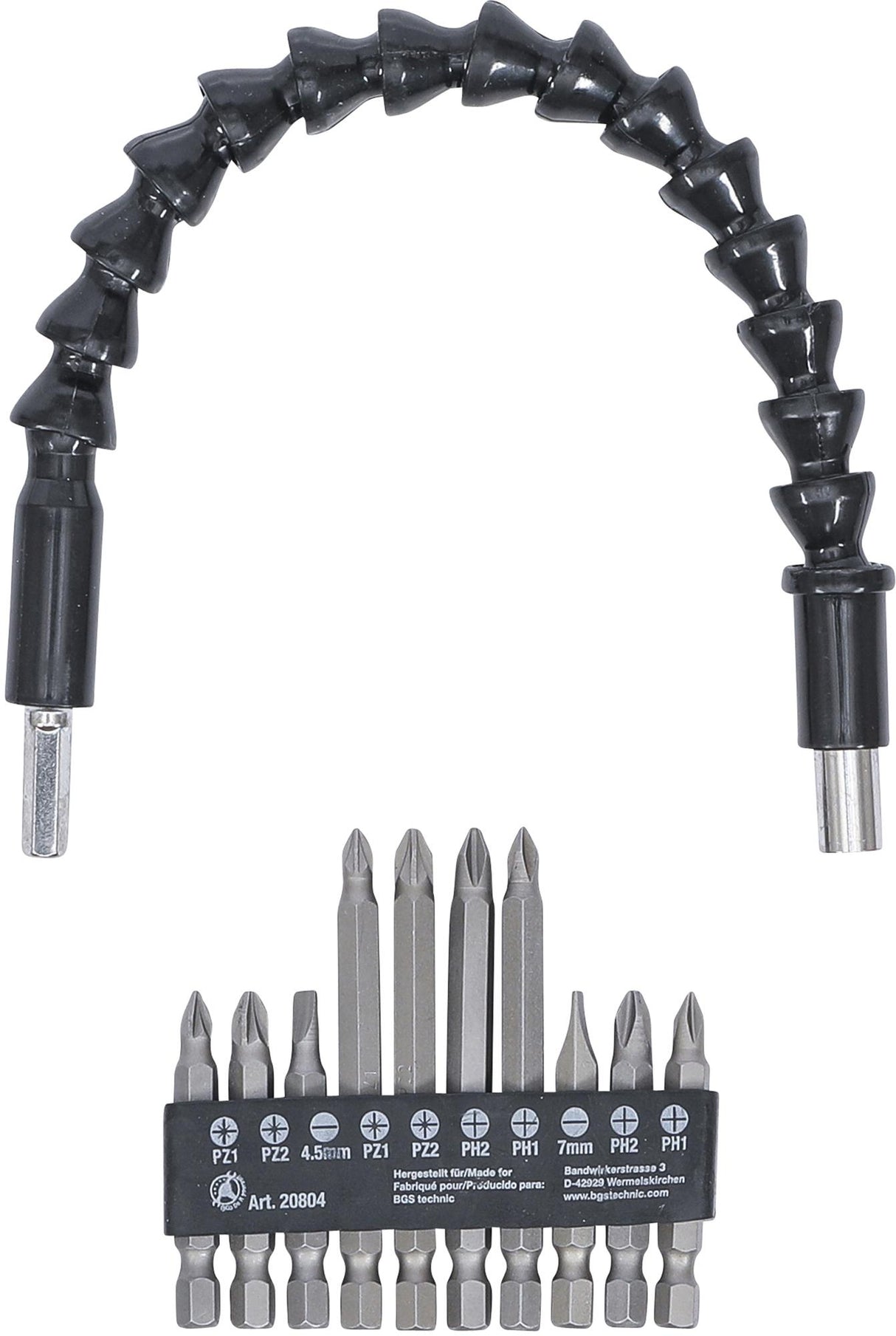 BIT SET WITH FLEXIBLE SHAFT | 6.3 MM (1/4") DRIVE | 11 PCS. (20804)