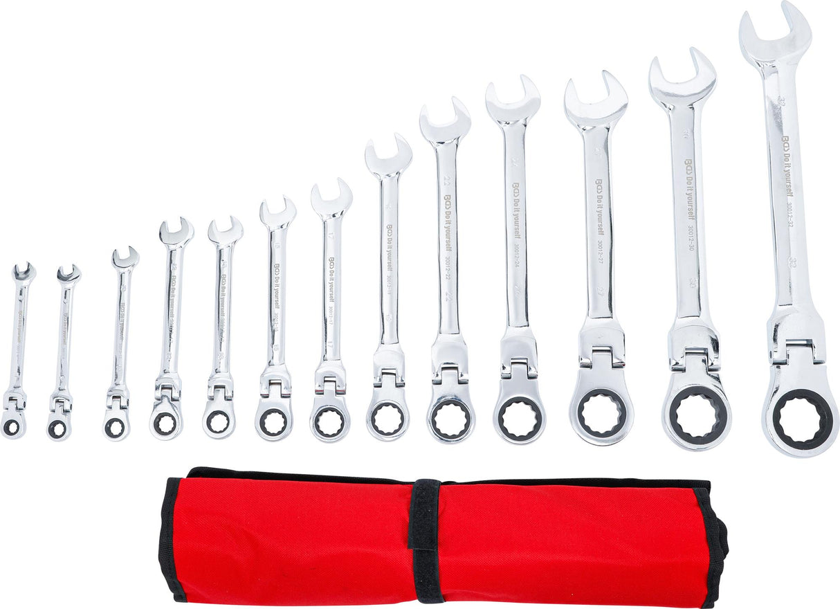 RATCHET COMBINATION WRENCH SET | FLEXIBLE HEADS | 8 - 32 MM | 13 PCS. (30012)
