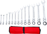 RATCHET COMBINATION WRENCH SET | FLEXIBLE HEADS | 8 - 32 MM | 13 PCS. (30012)
