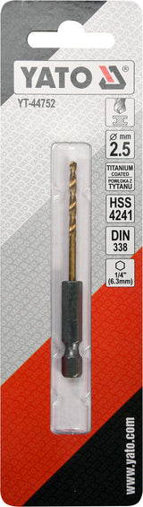 METAL DRILL WITH HEX SHANK 2,5MM TITAN (YT-44752)