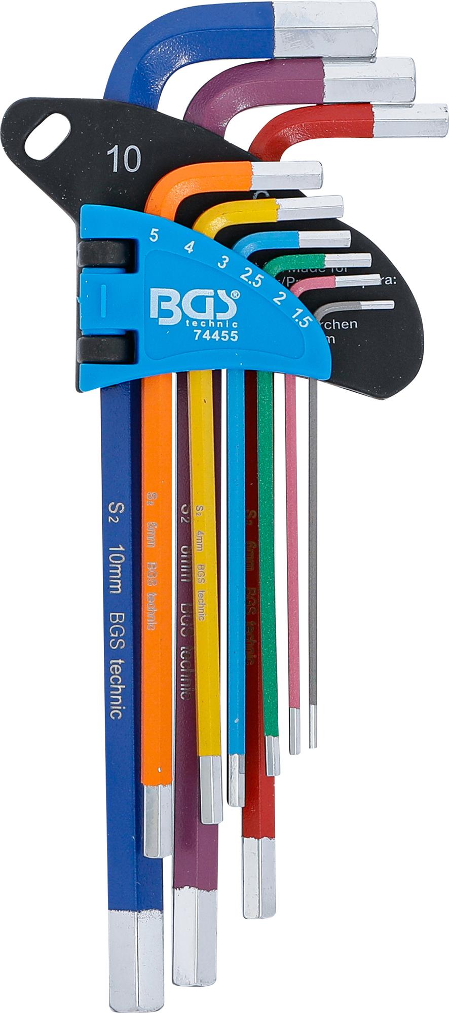 L-TYPE WRENCH SET | MULTICOLOUR | INTERNAL HEXAGON 1.5 - 10 MM | 9 PCS. (74455B)