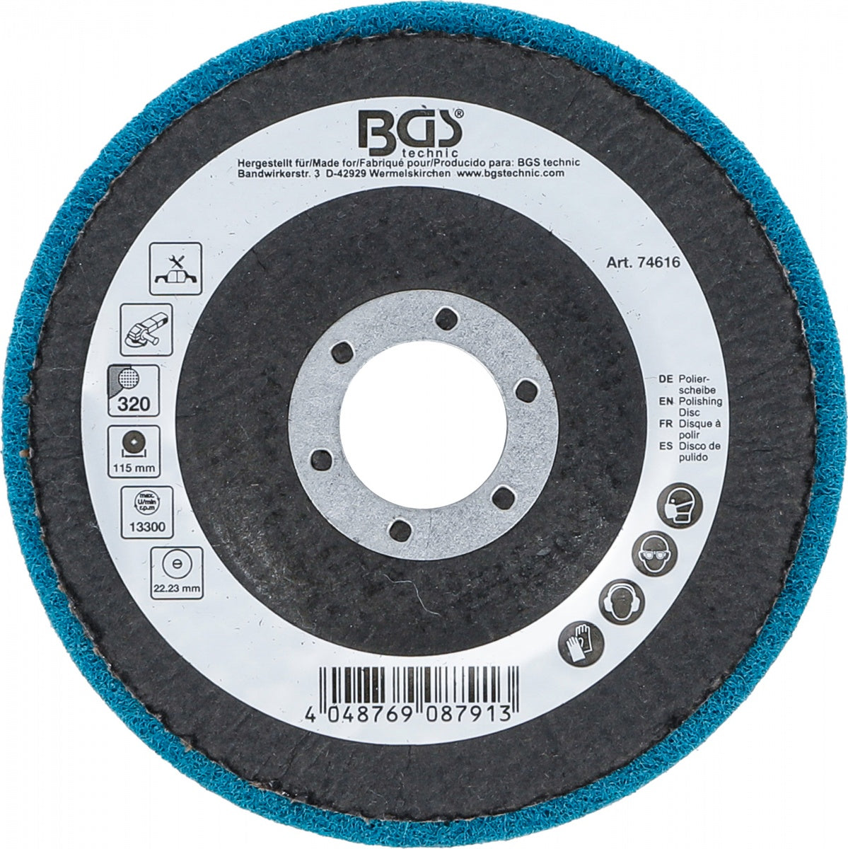 POLISHING DISC | ALUMINUM OXIDE | Ø 115 MM | GRAIN SIZE 320 (74616)