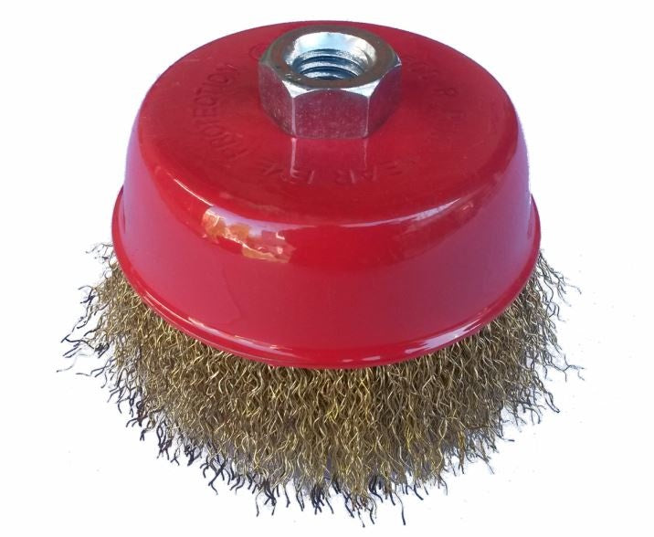WIRE BRUSH POT TYPE | BRASS-PLATED | 100 MM | M14 (ES730100)
