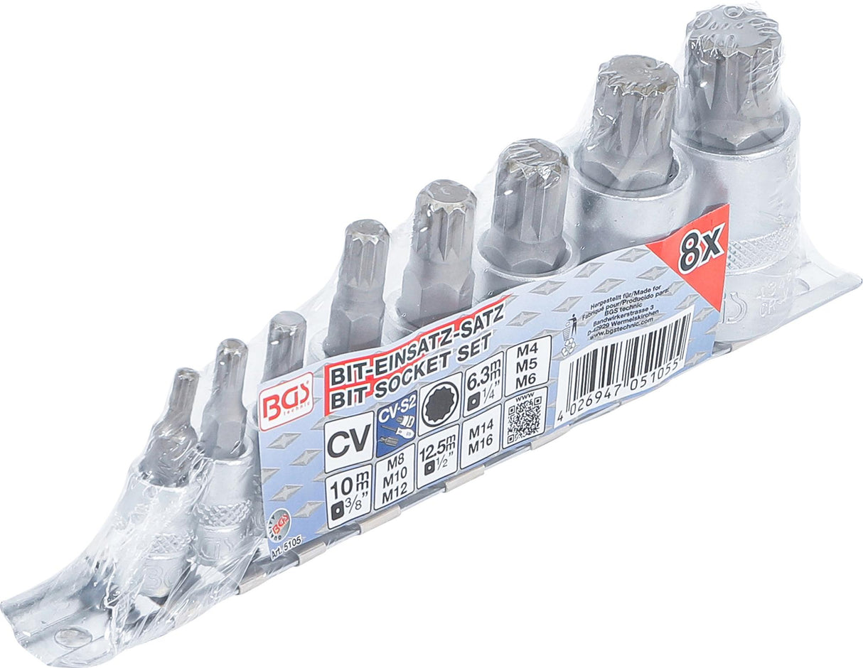 IMPACT BIT SOCKET SET | SPLINE (FOR XZN) | M4 - M16 | 8 PCS. (5105)
