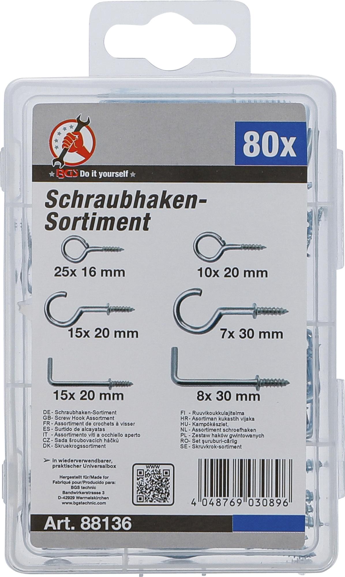 SCREW HOOK ASSORTMENT | 80 PCS. (88136)
