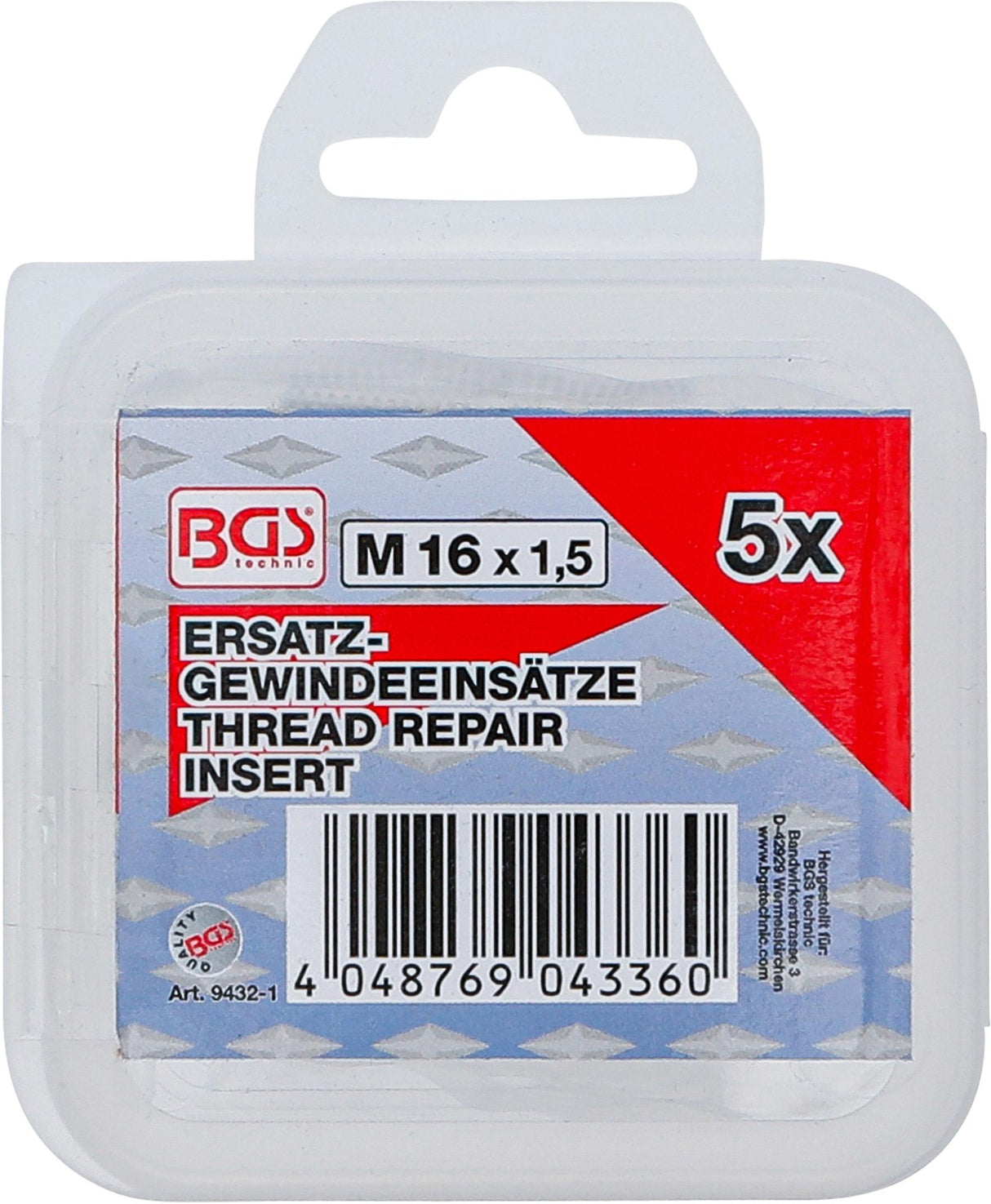 REPLACEMENT THREAD INSERTS | M16 X 1.5 MM | 5 PCS. (9432-1)