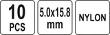PLASTIC BLIND RIVETS 5.0X15.8MM 10PCS (YT-35981)
