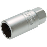 SPARK PLUG SOCKET WITH RUBBER MOUNT, 12-POINT | 10 MM (3/8") DRIVE | 18 MM (2387)