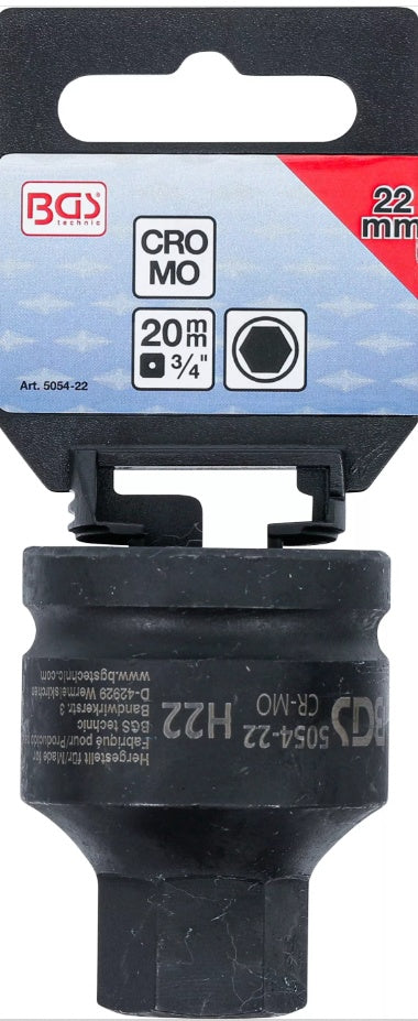 IMPACT BIT SOCKET | LENGTH 55 MM | 20 MM (3/4") DRIVE | INTERNAL HEXAGON 22 MM (5054-22)