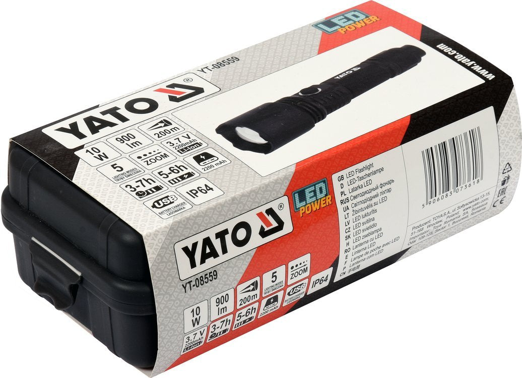 RECHARGEABLE FLASHLIGHT 10W 900LM IP64 (YT-08559)